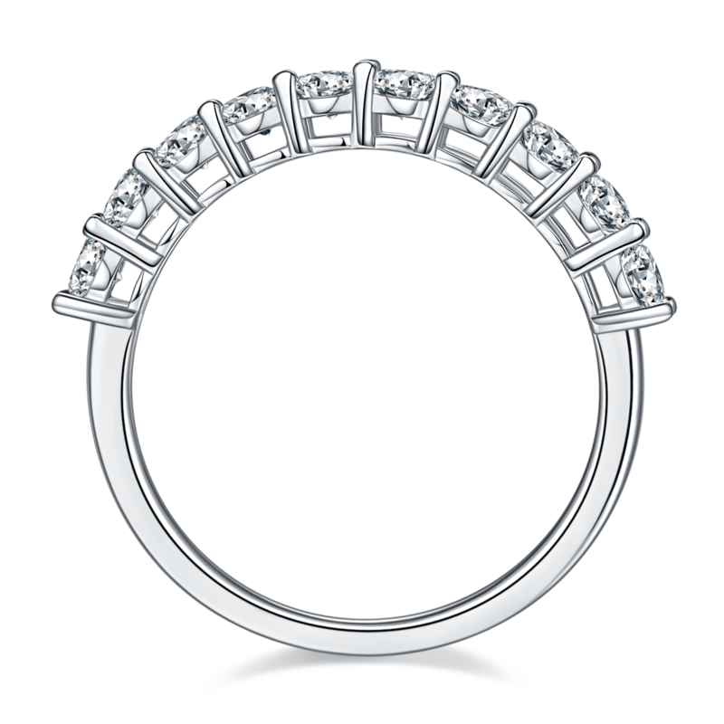 Round S925 silver plated white gold moissanite diamond women's ring 1.0 carat D-grade